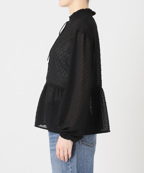 Spick & Span（スピックアンドスパン）の「《WEB限定》ドビードットフリルリボンブラウス（シャツ/ブラウス・レディース・ホワイト系その他/ブラック・FREE）」の19枚目の写真