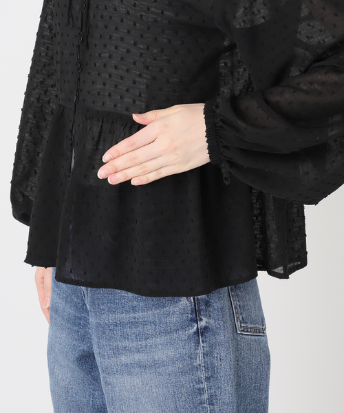 Spick & Span（スピックアンドスパン）の「《WEB限定》ドビードットフリルリボンブラウス（シャツ/ブラウス・レディース・ホワイト系その他/ブラック・FREE）」の15枚目の写真