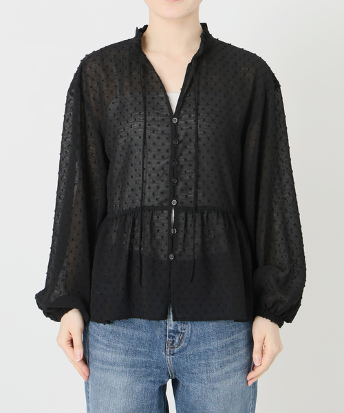 Spick & Span（スピックアンドスパン）の「《WEB限定》ドビードットフリルリボンブラウス（シャツ/ブラウス・レディース・ホワイト系その他/ブラック・FREE）」の14枚目の写真