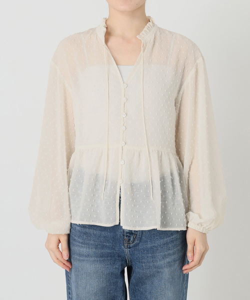 Spick & Span（スピックアンドスパン）の「《WEB限定》ドビードットフリルリボンブラウス（シャツ/ブラウス・レディース・ホワイト系その他/ブラック・FREE）」の11枚目の写真