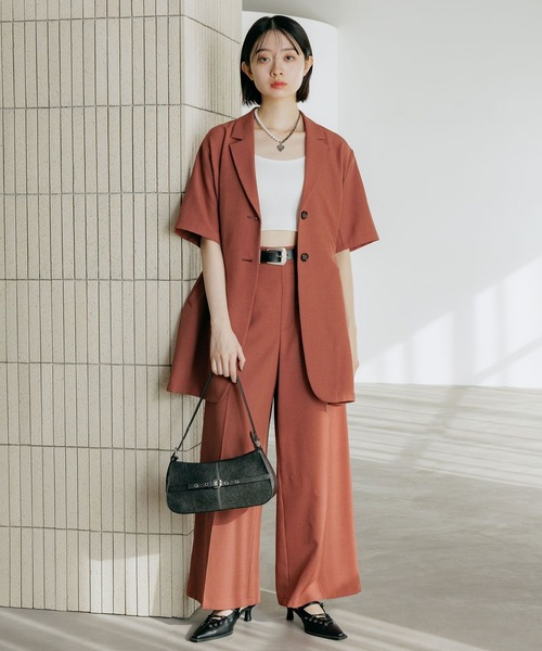 PAGEBOY（ページボーイ）の「シアバスイージーパンツ【セットアップ対応】（スラックス・レディース・ブラウン/テラコッタ/ブラック/グレー・SMALL/MEDIUM）」の19枚目の写真