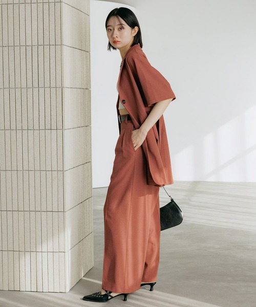 PAGEBOY（ページボーイ）の「シアバスイージーパンツ【セットアップ対応】（スラックス・レディース・ブラウン/テラコッタ/ブラック/グレー・SMALL/MEDIUM）」の20枚目の写真