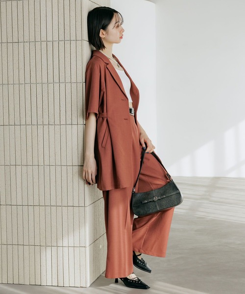 PAGEBOY（ページボーイ）の「シアバスイージーパンツ【セットアップ対応】（スラックス・レディース・ブラウン/テラコッタ/ブラック/グレー・SMALL/MEDIUM）」の21枚目の写真