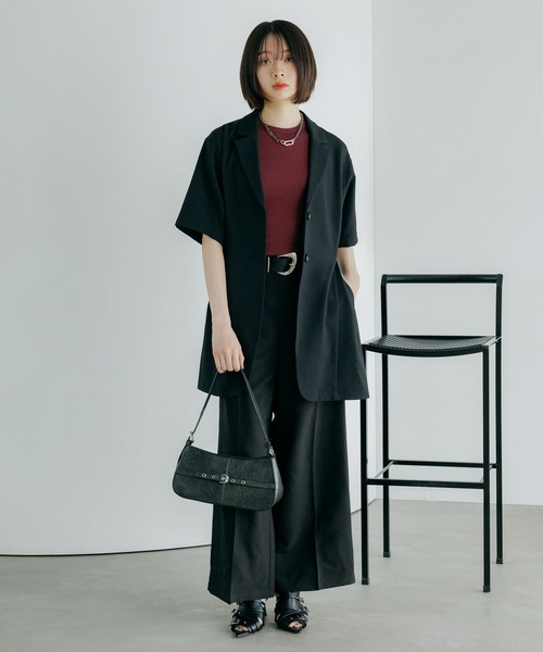 PAGEBOY（ページボーイ）の「シアバスイージーパンツ【セットアップ対応】（スラックス・レディース・ブラウン/テラコッタ/ブラック/グレー・SMALL/MEDIUM）」の5枚目の写真