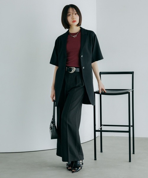 PAGEBOY（ページボーイ）の「シアバスイージーパンツ【セットアップ対応】（スラックス・レディース・ブラウン/テラコッタ/ブラック/グレー・SMALL/MEDIUM）」の7枚目の写真