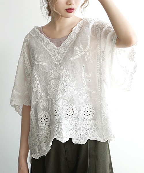 zootie（ズーティー）の「コットンスカラップレース Vネックボクシーブラウス（シャツ/ブラウス・レディース・オフホワイト・フリー）」の8枚目の写真