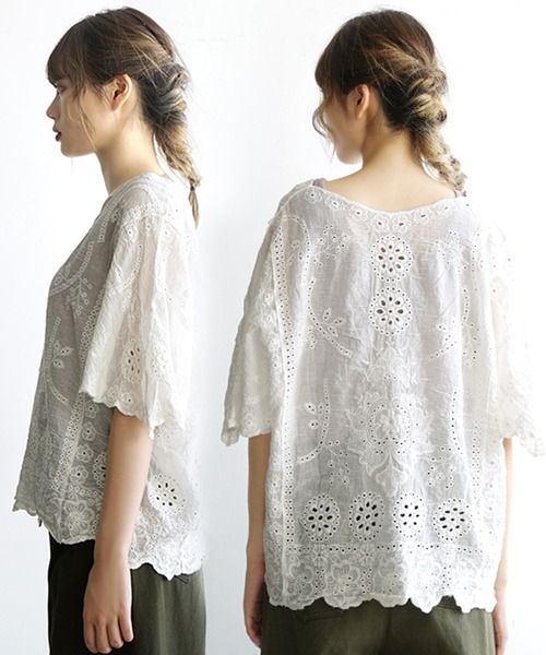 zootie（ズーティー）の「コットンスカラップレース Vネックボクシーブラウス（シャツ/ブラウス・レディース・オフホワイト・フリー）」の10枚目の写真