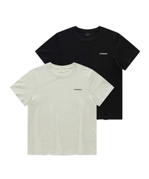 [2PACK] ウィメンズクールコットンエッセンシャルTシャツオートミール+ブラック