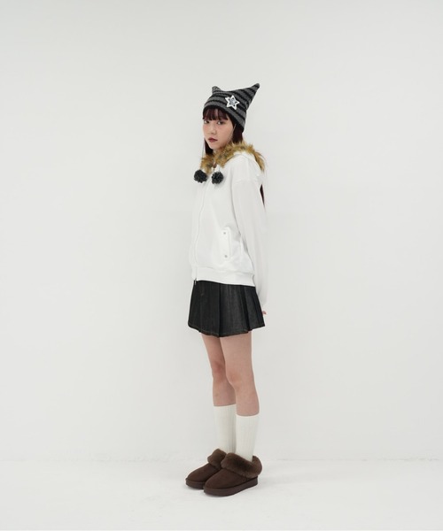 Uenui（ウニュイ）の「ファー パーカー（パーカー・レディース・ホワイト/ブラック・FREE）」の10枚目の写真