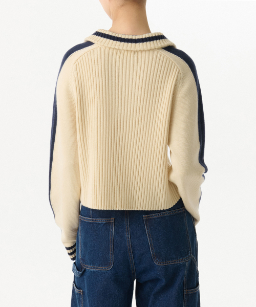 MUSINSA STANDARD WOMAN（ムシンサスタンダードウーマン）の「ウィメンズリブトラックニットハーフジップ[クリーム]（ニット/セーター・レディース・その他・X-SMALL/LARGE/MEDIUM/SMALL）」の2枚目の写真