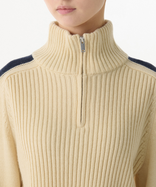 MUSINSA STANDARD WOMAN（ムシンサスタンダードウーマン）の「ウィメンズリブトラックニットハーフジップ[クリーム]（ニット/セーター・レディース・その他・X-SMALL/LARGE/MEDIUM/SMALL）」の3枚目の写真