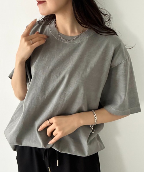 Niell(ニール)の「ハイグレードコットンガーメントダイTシャツ/5.6Ooz 半袖Tシャツ クルーネック ユニセックス コットン100%(Tシャツ/カットソー・レディース・ブラウン/グリーン/ネイビー/イエロー/ホワイト/レッド/グレー/ブラック・M/S/XL/L)」の3枚目の写真