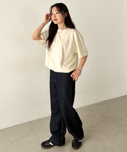 Niell(ニール)の「ハイグレードコットンガーメントダイTシャツ/5.6Ooz 半袖Tシャツ クルーネック ユニセックス コットン100%(Tシャツ/カットソー・レディース・ブラウン/グリーン/ネイビー/イエロー/ホワイト/レッド/グレー/ブラック・M/S/XL/L)」の14枚目の写真