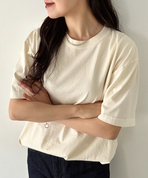 Niell(ニール)の「ハイグレードコットンガーメントダイTシャツ/5.6Ooz 半袖Tシャツ クルーネック ユニセックス コットン100%(Tシャツ/カットソー・レディース・ブラウン/グリーン/ネイビー/イエロー/ホワイト/レッド/グレー/ブラック・M/S/XL/L)」の9枚目の写真