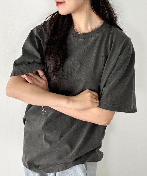 Niell(ニール)の「ハイグレードコットンガーメントダイTシャツ/5.6Ooz 半袖Tシャツ クルーネック ユニセックス コットン100%(Tシャツ/カットソー・レディース・ブラウン/グリーン/ネイビー/イエロー/ホワイト/レッド/グレー/ブラック・M/S/XL/L)」の18枚目の写真
