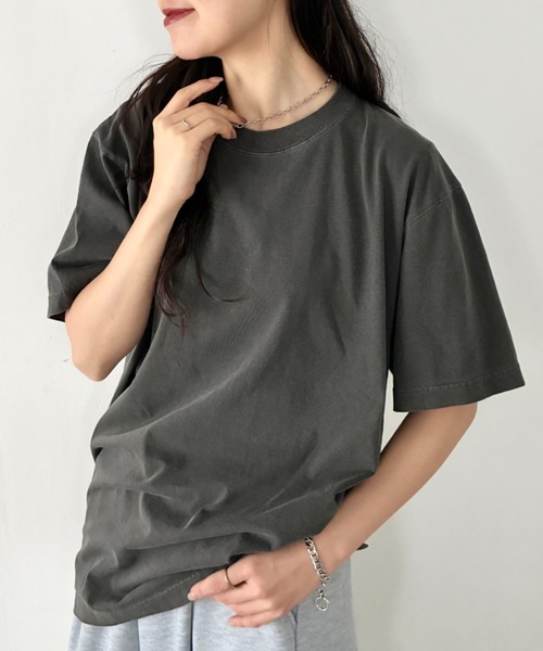 Niell(ニール)の「ハイグレードコットンガーメントダイTシャツ/5.6Ooz 半袖Tシャツ クルーネック ユニセックス コットン100%(Tシャツ/カットソー・レディース・ブラウン/グリーン/ネイビー/イエロー/ホワイト/レッド/グレー/ブラック・M/S/XL/L)」の19枚目の写真