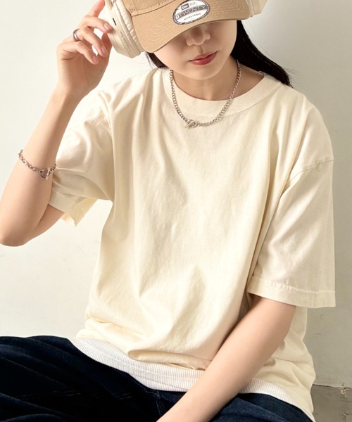 Niell(ニール)の「ハイグレードコットンガーメントダイTシャツ/5.6Ooz 半袖Tシャツ クルーネック ユニセックス コットン100%(Tシャツ/カットソー・レディース・ブラウン/グリーン/ネイビー/イエロー/ホワイト/レッド/グレー/ブラック・M/S/XL/L)」の9枚目の写真
