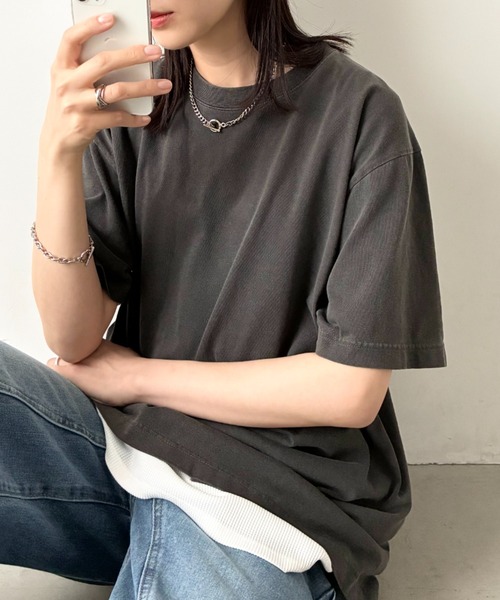 Niell(ニール)の「ハイグレードコットンガーメントダイTシャツ/5.6Ooz 半袖Tシャツ クルーネック ユニセックス コットン100%(Tシャツ/カットソー・レディース・ブラウン/グリーン/ネイビー/イエロー/ホワイト/レッド/グレー/ブラック・M/S/XL/L)」の16枚目の写真
