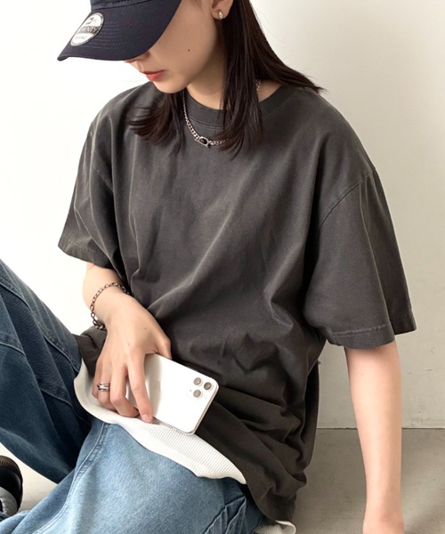 Niell(ニール)の「ハイグレードコットンガーメントダイTシャツ/5.6Ooz 半袖Tシャツ クルーネック ユニセックス コットン100%(Tシャツ/カットソー・レディース・ブラウン/グリーン/ネイビー/イエロー/ホワイト/レッド/グレー/ブラック・M/S/XL/L)」の17枚目の写真