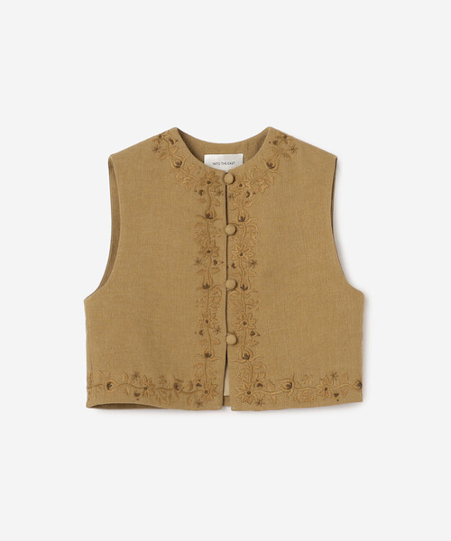 Bshop（ビショップ）の「INTO THE EAST｜コットリネン 刺繍ベスト Apricot WOMEN（ベスト・レディース・ブラウン系その他・36）」の2枚目の写真