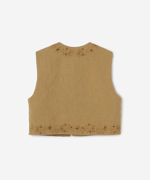 Bshop（ビショップ）の「INTO THE EAST｜コットリネン 刺繍ベスト Apricot WOMEN（ベスト・レディース・ブラウン系その他・36）」の3枚目の写真