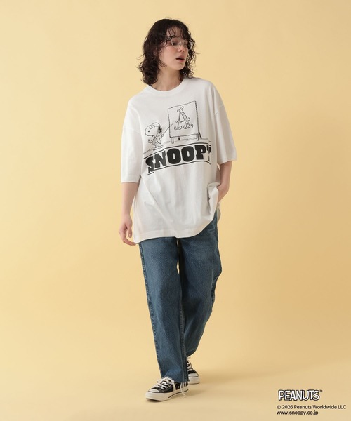 GEORGE'S(ジョージズ)の「【PEANUTS】スヌーピー加工プリントTシャツ【UNISEX】(Tシャツ/カットソー・メンズ・サックスブルー/ブラック/オフホワイト・LARGE/MEDIUM)」の4枚目の写真