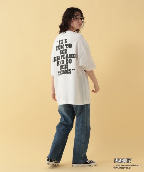 GEORGE'S(ジョージズ)の「【PEANUTS】スヌーピー加工プリントTシャツ【UNISEX】(Tシャツ/カットソー・メンズ・サックスブルー/ブラック/オフホワイト・LARGE/MEDIUM)」の6枚目の写真