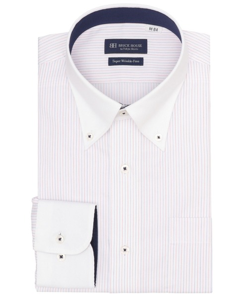 TOKYO SHIRTS(トウキョウシャツ)の「【超形態安定】【吸水速乾】 形態安定ノンアイロン ボタンダウン 長袖ビジネスワイシャツ(ビジネスシャツ・メンズ・エンジ・首回り43cm-裄丈86cm/首回り43cm-裄丈82cm/首回り42cm-裄丈86cm/首回り42cm-裄丈82cm/首回り41cm-裄丈86cm/首回り41cm-裄丈82cm/首回り39cm-裄丈84cm/首回り39cm-裄丈80cm/首回り37cm-裄丈84cm/首回り37cm-裄丈80cm)」の1枚目の写真