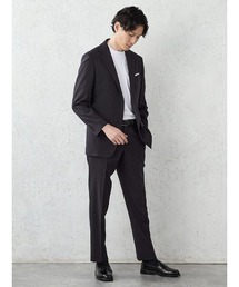 Perfect Suit FActory（パーフェクトスーツファクトリー）の「《上下洗濯OK 裾上げ済み》WEB別注セットアップスーツ ビジカジ対応 小柄(ブラック ネイビー)グレンチェック(グレー)（スーツセット）」