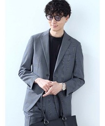 Perfect Suit FActory（パーフェクトスーツファクトリー）の「《上下洗濯OK 裾上げ済み》WEB別注セットアップスーツ ビジカジ対応 小柄(ブラック ネイビー)グレンチェック(グレー)（スーツセット）」