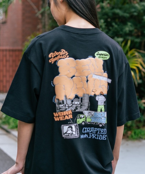 BEN DAVIS（ベンデイビス）の「【BEN DAVIS/ベンデイビス】【着た瞬間、ひんやり】接触冷感 Tシャツ コットン見え スプレーアート 発泡プリント（Tシャツ/カットソー・メンズ・ベージュ/ホワイト/ブラック・SMALL/MEDIUM/LARGE/X-LARGE）」の2枚目の写真