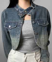 FOLLOWIN（フォロウィン）の「ストラップクロップドヴィンテージデニムジャケット（デニムジャケット）」