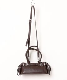 an meets zakka（アンミツザッカ）の「an meets zakka ベルト装飾合成皮革ミニドラムボストンバッグ（ボストンバッグ）」