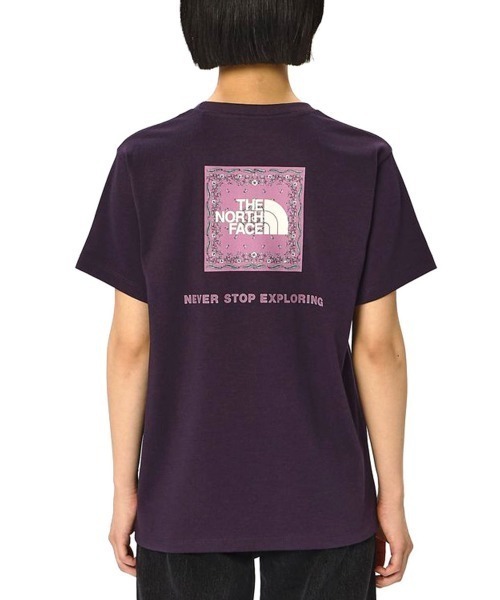 THE NORTH FACE(ザノースフェイス)の「THE NORTH FACE SHORT SLEEVE BANDANA SQUARE LOGO TEE WNS(ザ・ノース・フェイス ショートスリーブバンダナスクエアロゴティー(レディース))(Tシャツ/カットソー・レディース・パープル系・X-LARGE/LARGE/MEDIUM)」の4枚目の写真