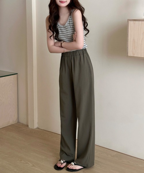 DAY CLOSET(デイ クローゼット)の「【選べる無地orボーダー】デコルテ綺麗魅せ。リブ タンクトップ レディース(タンクトップ・レディース・ブラック/チャコールグレー/アイボリー/ライトグレー/ホワイト系その他・FREE)」の10枚目の写真