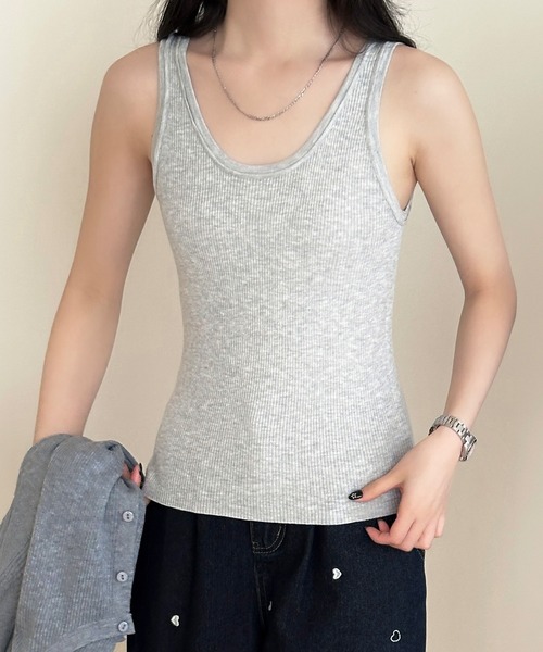 DAY CLOSET(デイ クローゼット)の「【選べる無地orボーダー】デコルテ綺麗魅せ。リブ タンクトップ レディース(タンクトップ・レディース・ブラック/チャコールグレー/アイボリー/ライトグレー/ホワイト系その他・FREE)」の15枚目の写真