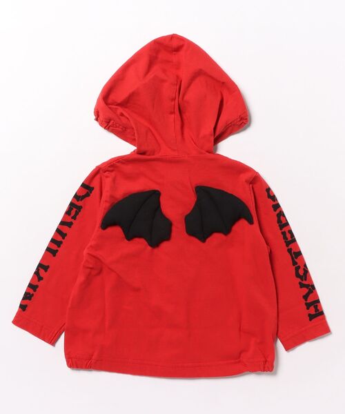 HYSTERIC MINI（ヒステリックミニ）の「DEVILKIN つの羽付き カーディガン（Tシャツ/カットソー・キッズ・ブラック/レッド・90/80）」の3枚目の写真
