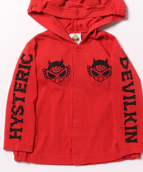 HYSTERIC MINI（ヒステリックミニ）の「DEVILKIN つの羽付き カーディガン（Tシャツ/カットソー・キッズ・ブラック/レッド・90/80）」の4枚目の写真