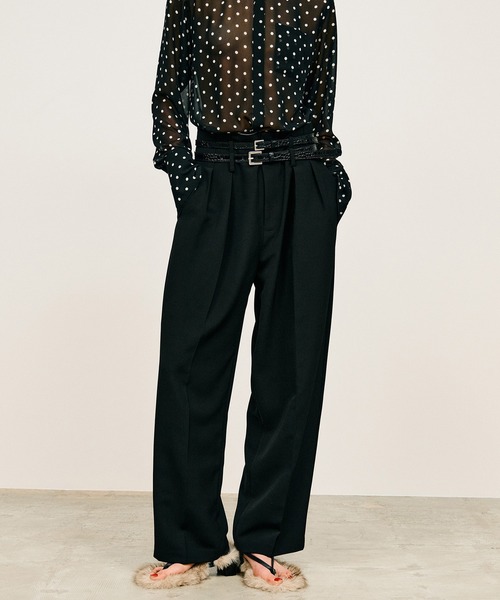 PRANK PROJECT（プランクプロジェクト）の「【2026Summer Pre-Order】ダブルベルトスラックス / Double Belt Slacks（スラックス・レディース・ブラウン/ホワイト/ブラック・34/36/38）」の3枚目の写真