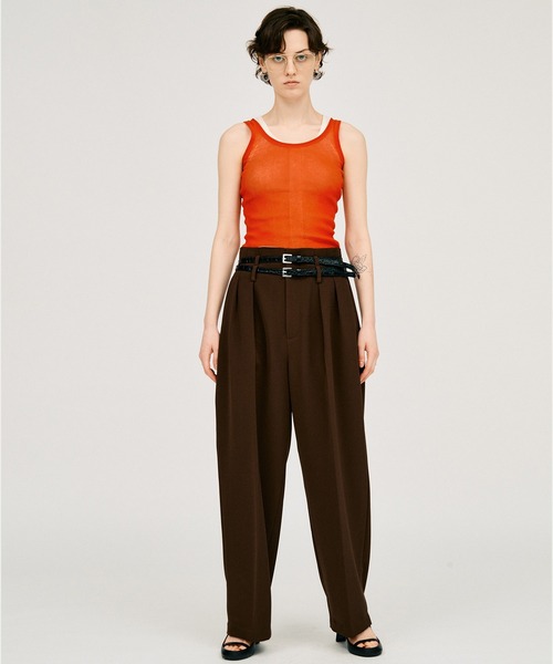 PRANK PROJECT（プランクプロジェクト）の「【2026Summer Pre-Order】ダブルベルトスラックス / Double Belt Slacks（スラックス・レディース・ブラウン/ホワイト/ブラック・34/36/38）」の9枚目の写真