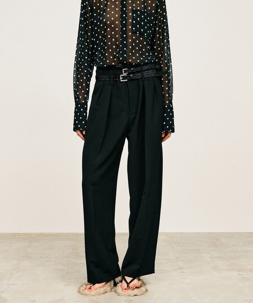 PRANK PROJECT（プランクプロジェクト）の「【2026Summer Pre-Order】ダブルベルトスラックス / Double Belt Slacks（スラックス・レディース・ブラウン/ホワイト/ブラック・34/36/38）」の21枚目の写真