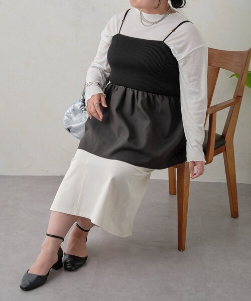 Jena espace merveilleux(ジェナ エスパスメルヴェイユ)の「【WEB限定】シアーセットビスチェ(Tシャツ/カットソー・レディース・オフホワイト/ベージュ/ブラック・FREE)」の2枚目の写真
