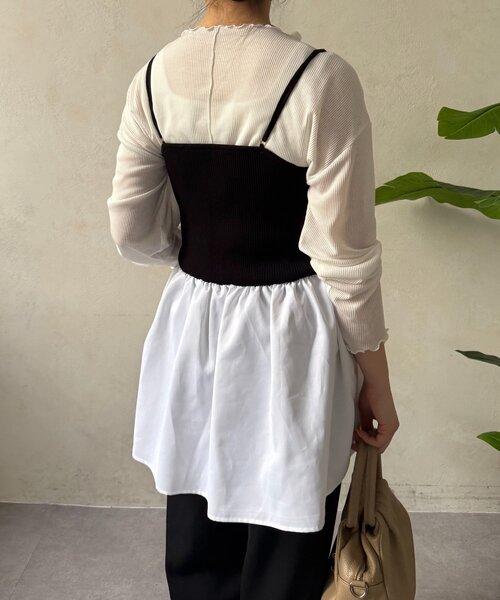 Jena espace merveilleux(ジェナ エスパスメルヴェイユ)の「【WEB限定】シアーセットビスチェ(Tシャツ/カットソー・レディース・オフホワイト/ベージュ/ブラック・FREE)」の4枚目の写真