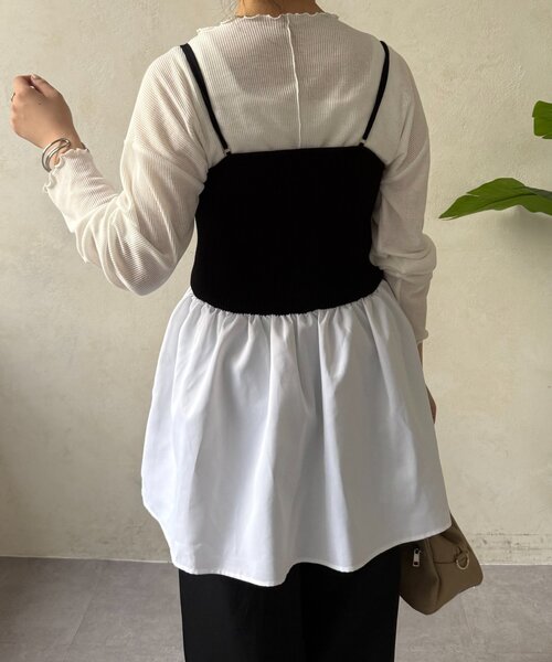 Jena espace merveilleux(ジェナ エスパスメルヴェイユ)の「【WEB限定】シアーセットビスチェ(Tシャツ/カットソー・レディース・オフホワイト/ベージュ/ブラック・FREE)」の6枚目の写真