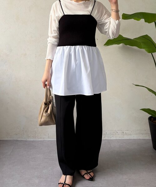 Jena espace merveilleux(ジェナ エスパスメルヴェイユ)の「【WEB限定】シアーセットビスチェ(Tシャツ/カットソー・レディース・オフホワイト/ベージュ/ブラック・FREE)」の7枚目の写真