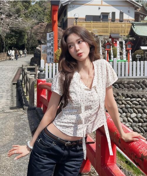 FRIVER07（フリバー07）の「Flower tie crop blouse [FRSP06BL12]_Cream（シャツ/ブラウス・レディース・クリーム・FREE）」の3枚目の写真