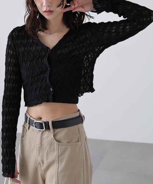 FREE'S MART（フリーズマート）の「シアーチュールカーディガン（Tシャツ/カットソー・レディース・ホワイト系その他/ブラック・FREE）」の6枚目の写真