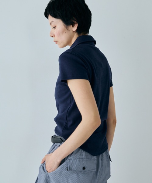 VION(ヴィオン)の「アイレットポロトップス / Eyelet Polo Tops(ポロシャツ・レディース・ネイビー/ブラック・FREE)」の14枚目の写真