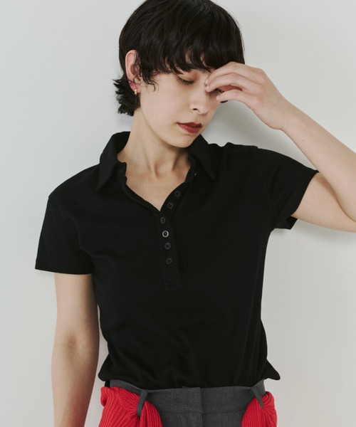VION(ヴィオン)の「アイレットポロトップス / Eyelet Polo Tops(ポロシャツ・レディース・ネイビー/ブラック・FREE)」の21枚目の写真