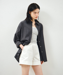 ソフトタッチオーバーサイズコットンシャツチャコールMDSH027CHARCOAL